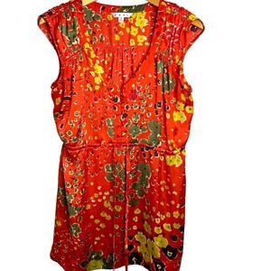🇺🇸 Cabi Bossgirl Career Blouse Colorful Empire Waist tie Ruched Shoulder Medium